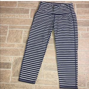 ATHLETA XS Blue Stripe Capri Calla Lilly